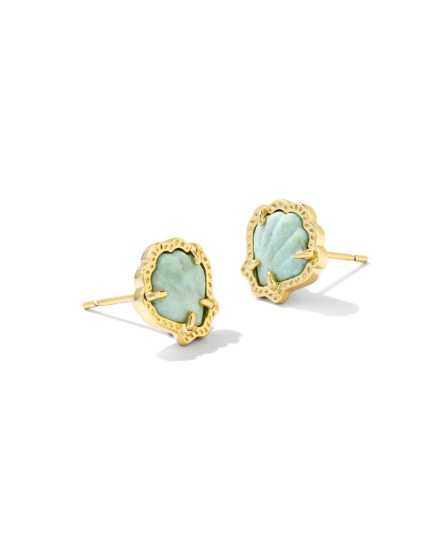 KENDRA SCOTT BRYNNE COLLECTION 14K YELLOW GOLD PLATED BRASS FASHION EARRINGS WITH SEA GREEN CHRYSOCOLLA