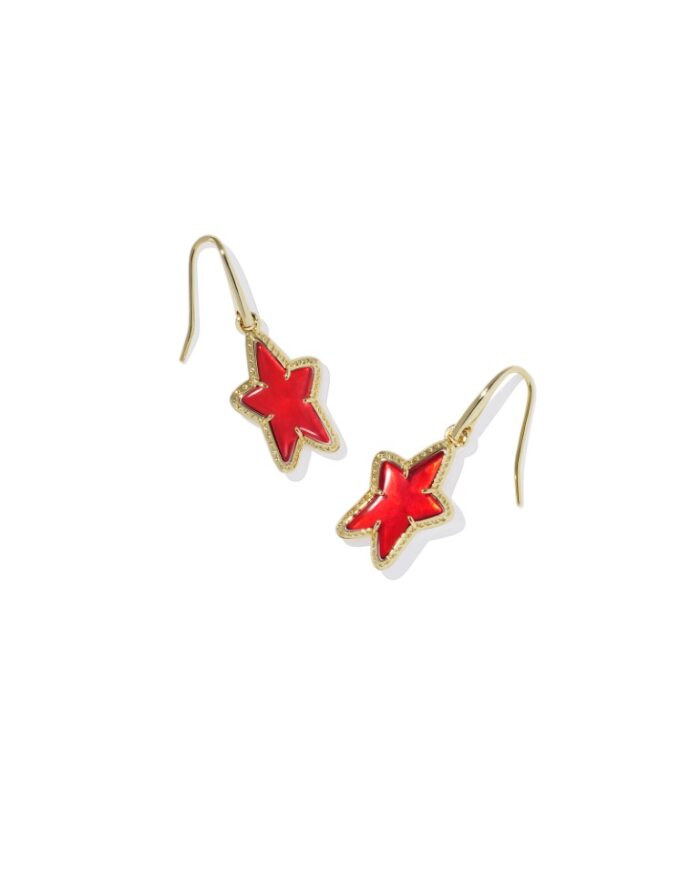 KENDRA SCOTT ADA STAR COLLECTION 14K YELLOW GOLD PLATED BRASS FASHION EARRINGS WITH RED ILLUSION