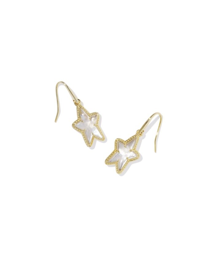 KENDRA SCOTT ADA STAR COLLECTION 14K YELLOW GOLD PLATED BRASS FASHION EARRINGS WITH IVORY MOTHER OF PEARL