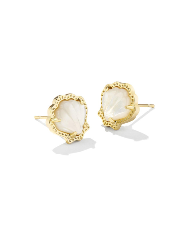 KENDRA SCOTT BRYNNE COLLECTION 14K YELLOW GOLD PLATED BRASS FASHION EARRINGS WITH IVORY MOTHER OF PEARL