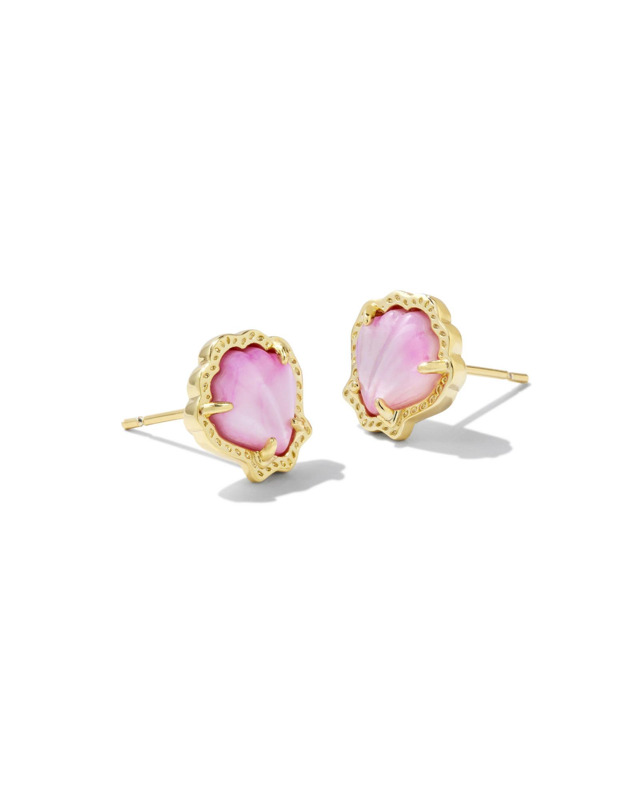 KENDRA SCOTT BRYNNE COLLECTION 14K YELLOW GOLD PLATED BRASS FASHION EARRINGS WITH BLUSH MOTHER OF PEARL
