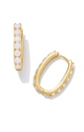 KENDRA SCOTT GOLD-PLATED CHANDLER REVERSIBLE HOOP EARRINGS WITH WHITE OPALITE MIX
