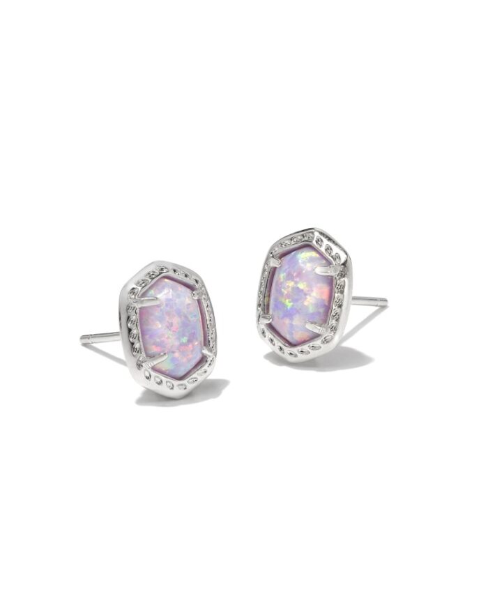 KENDRA SCOTT DAPHNE COLLECTION RHODIUM PLATED BRASS FASHION EARRINGS WITH LILAC OPAL