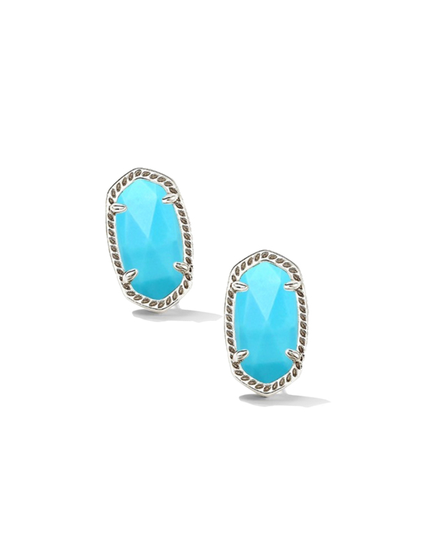 KENDRA SCOTT ELLIE COLLECTION RHODIUM PLATED BRASS FASHION STUD EARRINGS WITH TURQUOISE