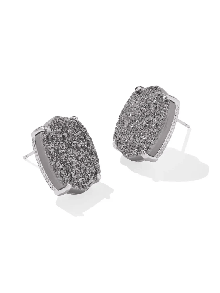 KENDRA SCOTT DAPHNE COLLECTION RHODIUM PLATED LARGE STUD EARRINGS WITH PLATINUM DRUSY