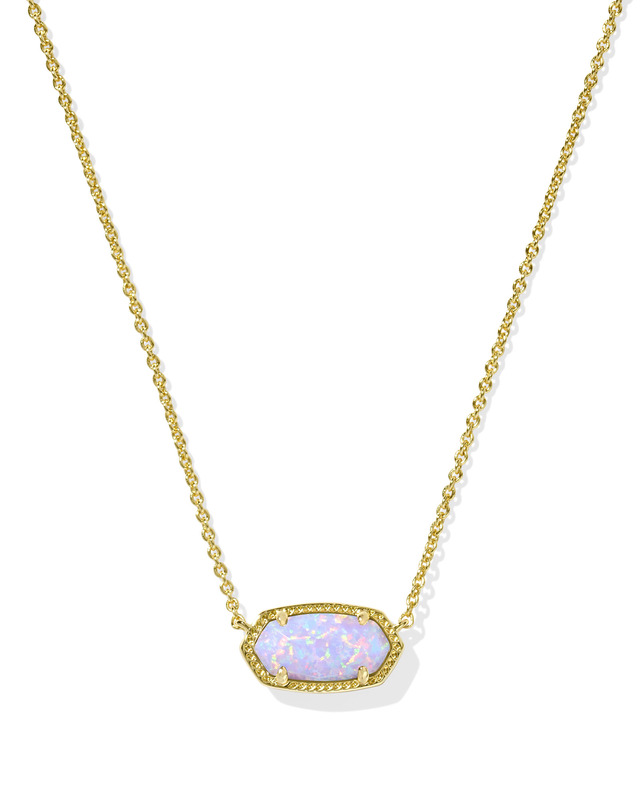 KENDRA SCOTT GOLD PLATED ELISA SHORT PENDANT NECKLACE GOLD LILAC KYOCERA OPAL