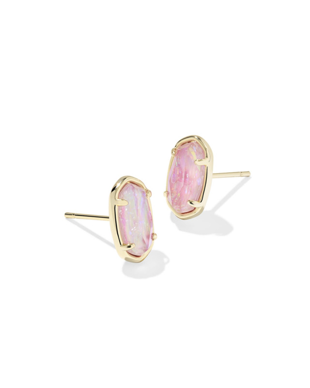KENDRA SCOTT GRAYSON COLLECTION 14K YELLOW GOLD PLATED BRASS FASHION STUD EARRINGS IN PINK IRIDESCENT MOTHER OF PEARL
