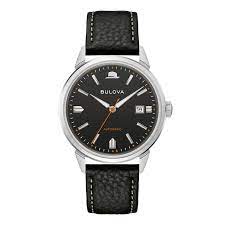 BULOVA GENTS AUTOMATIC FRANK SINATRA AUTOMATIC WATCH WITH BLACK LEATHER STRAP