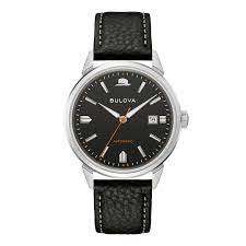 BULOVA GENTS AUTOMATIC FRANK SINATRA AUTOMATIC WATCH WITH BLACK LEATHER STRAP