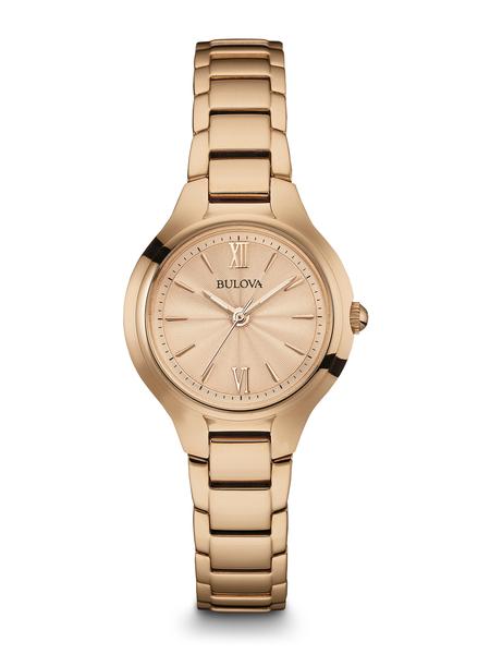 LADIES CLASSIC COLLECTION BULOVA ROSE TONE STAINLESS STEEL CASE AND BAND ROSE TONE DIAL