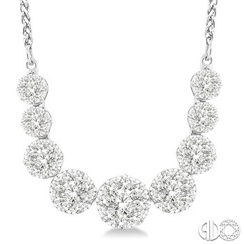 14K WHITE GOLD LOVEBRIGHT DIAMOND NECKLACE WITH 81=1.00TW ROUND I-J SI3-I1 DIAMONDS 18
