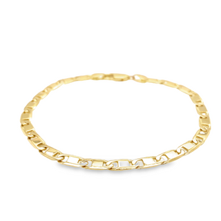 14K YELLOW GOLD FANCY LINK 7.25 BRACELET WITH LOBSTER CLAW CLASP GRAM WEIGHT: 7.13 (ESTATE ITEM:  ALL SALES FINAL  AS IS  NO WARRANTY)