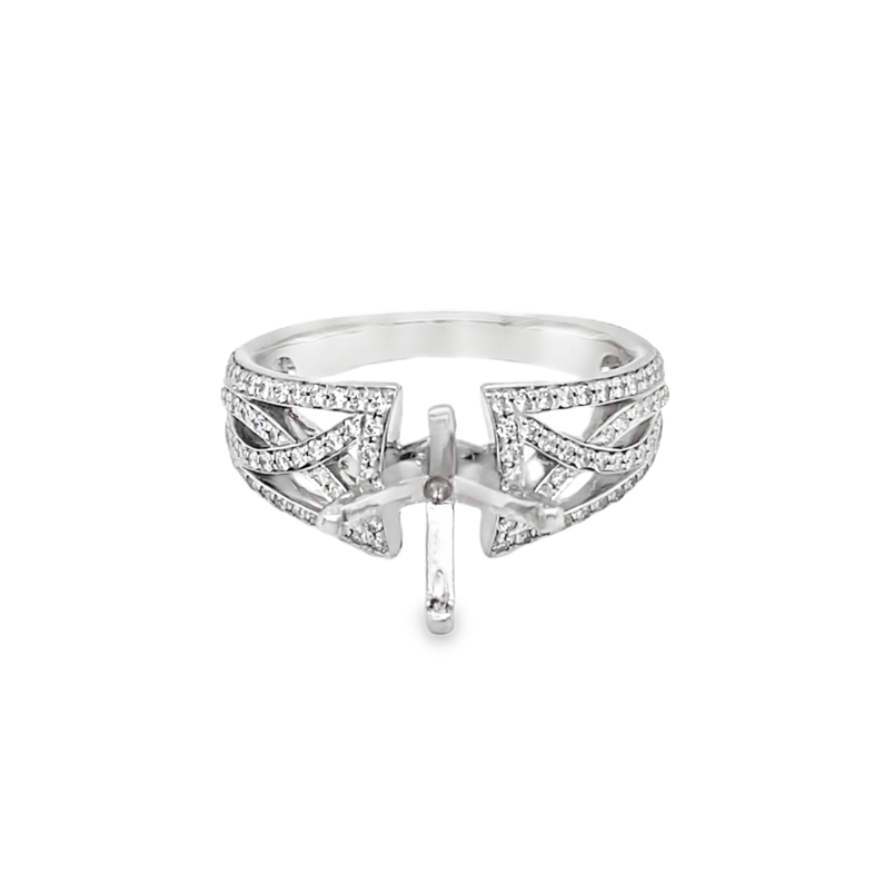 14K WHITE GOLD INFINITY STYLE ESTATE SEMI-MOUNTING WITH 132 = 0.66TW ROUND G-H VS1-VS2 DIAMONDS GRAM WEIGHT: 5.51  (ESTATE ITEM:  ALL SALES FINAL  AS IS  NO WARRANTY)