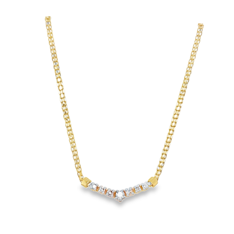 14K YELLOW GOLD DIAMOND BAR 16