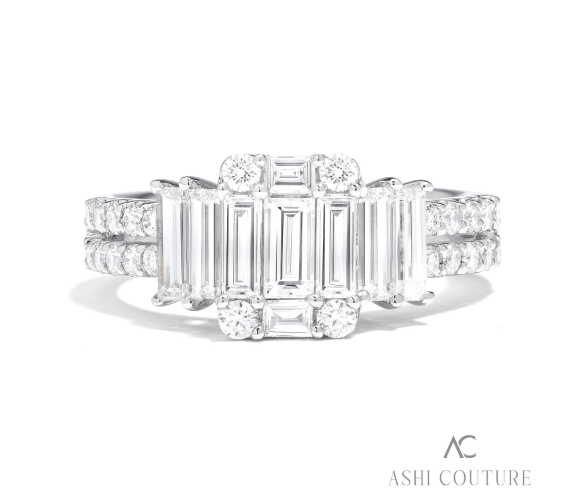 Emerald Cluster Engagement Ring