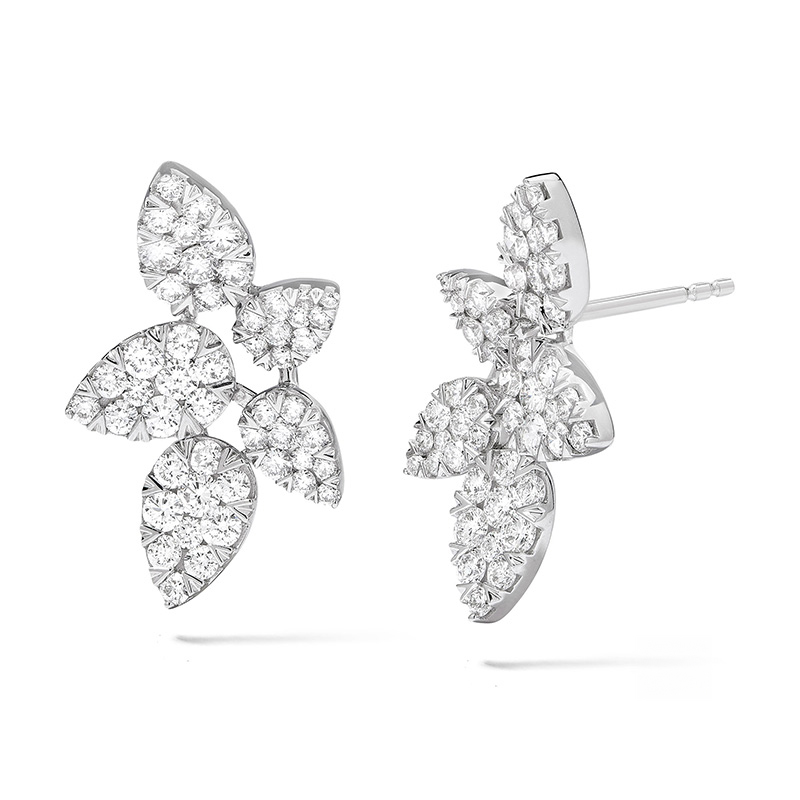 18K WHITE GOLD DROP DIAMOND EARRINGS WITH 100=1.95TW ROUND F-G VS2-SI1 DIAMONDS   (5.40 GRAMS)