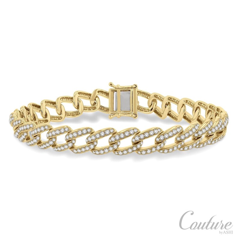 18K YELLOW GOLD FANCY LINK DIAMOND BRACELET WITH 426=3.00TW ROUND F-G VS2-SI1 DIAMONDS   (16.30 GRAMS)