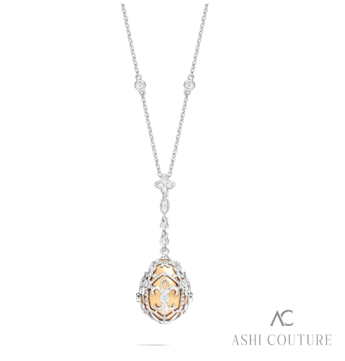 18K WHITE & YELLOW GOLD COUTURE DROP DIAMOND PENDANT WITH 27=0.60TW ROUND F-G VS2-SI1 DIAMONDS  (10.56 GRAMS)