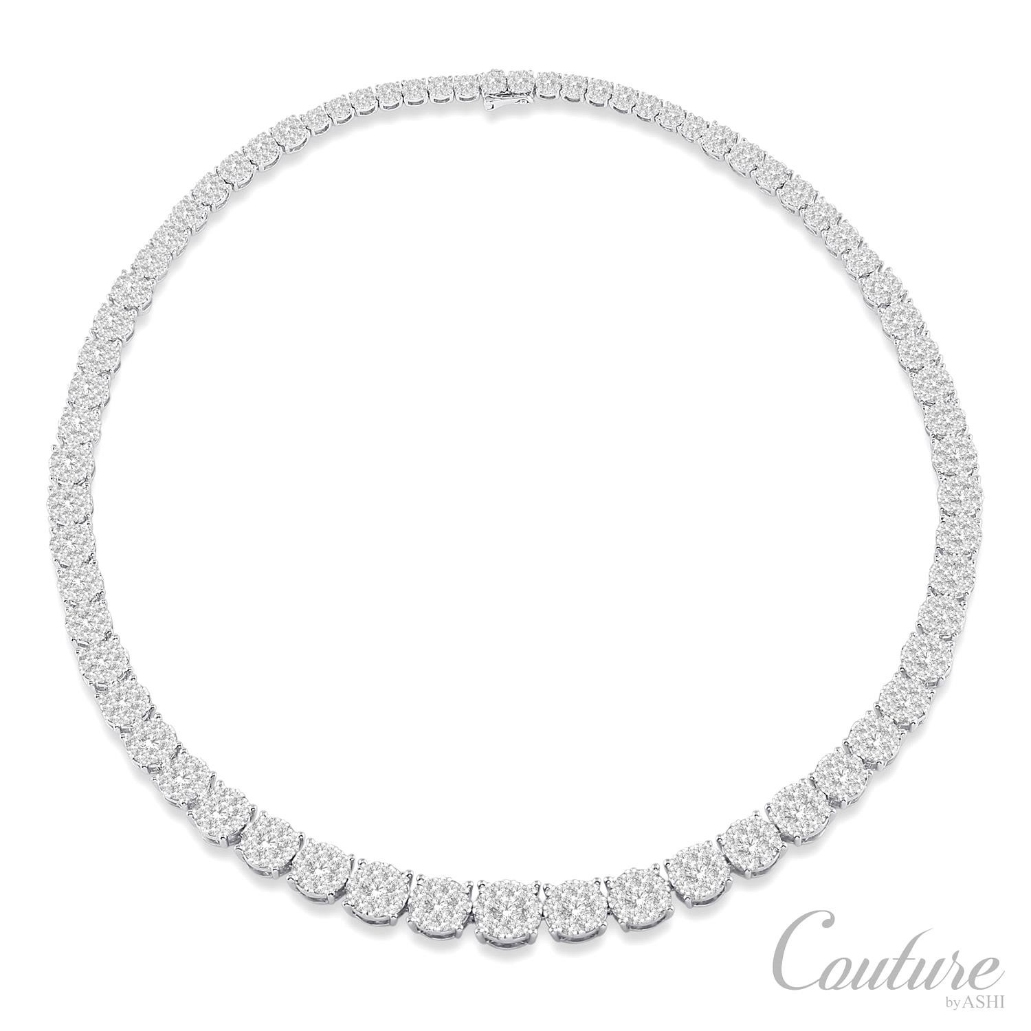18K WHITE GOLD LOVEBRIGHT DIAMOND NECKLACE WITH 891=10.00TW ROUND F-G SI1-SI2 DIAMONDS