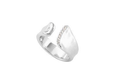 UNODE50 CLIFF SILVER PLATED FASHION RING SIZE 18 WITH WHITE TOPAZ