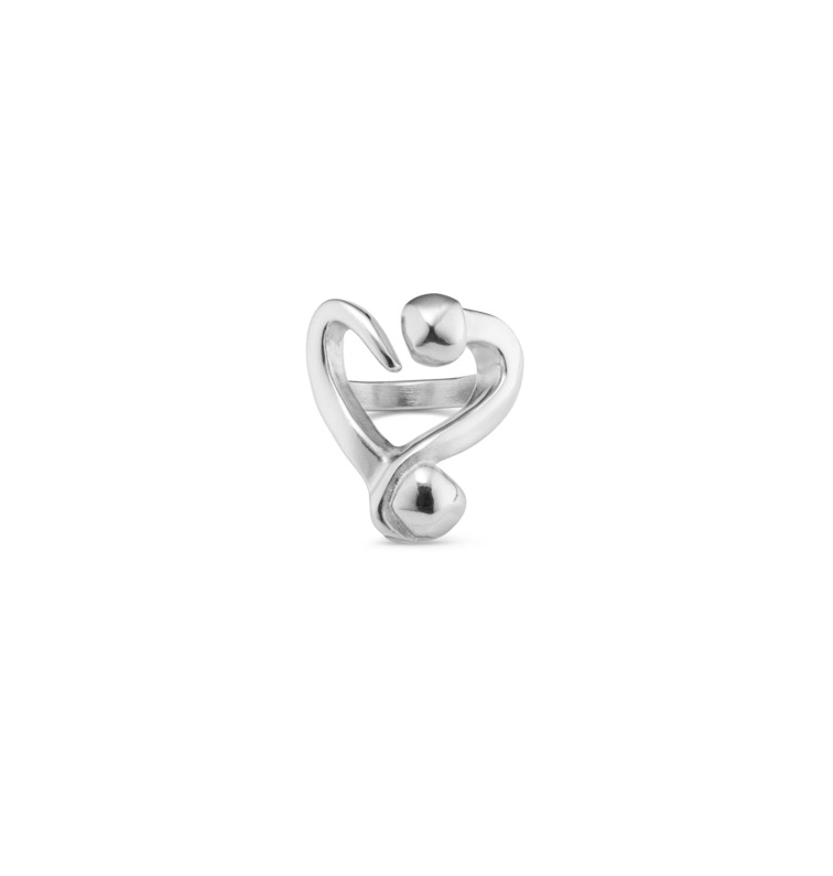 UNODE50 ONE LOVE OPEN HEART SILVER PLATED FASHION RING SIZE 21