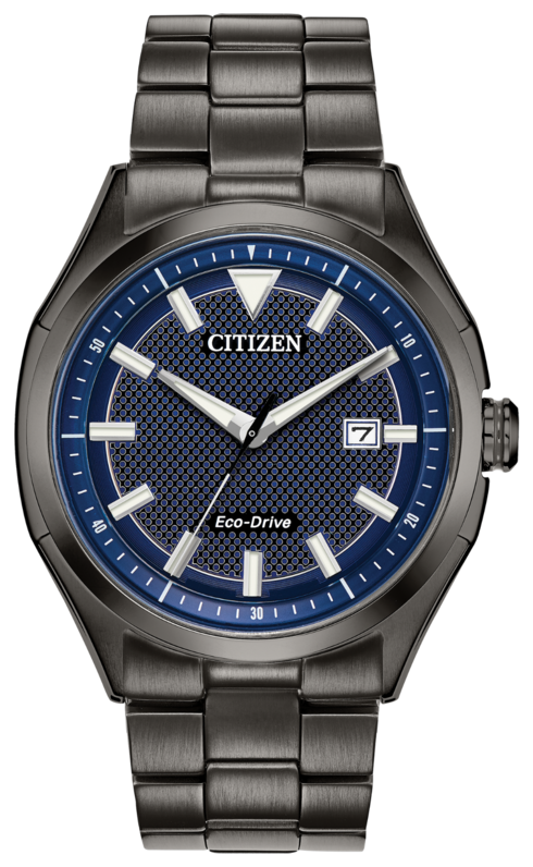 MEN S CITIZEN WDR ECO DRIVE DEEP GREY STAINLESS STEEL WITH BLUE FACE
