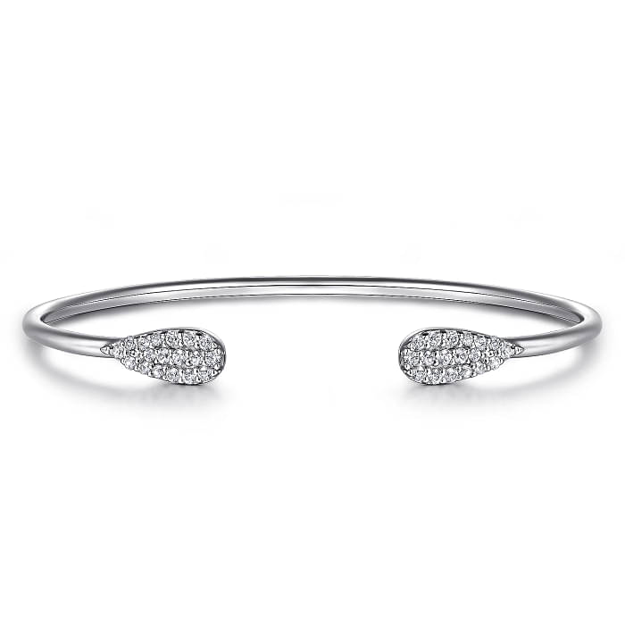 GABRIEL & CO CONTEMPORARY COLLECTION STERLING SILVER SPLIT BANGLE BRACELET WITH 36=0.65TW ROUND WHITE SAPPHIRES   (4.80 GRAMS)