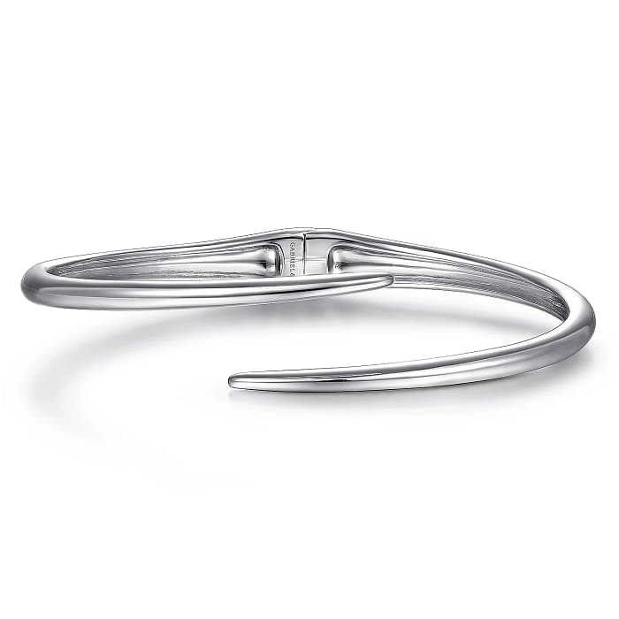 GABRIEL & CO CONTEMPORARY COLLECTION STERLING SILVER BYPASS HINGED CUFF BRACELET    (15.99 GRAMS)