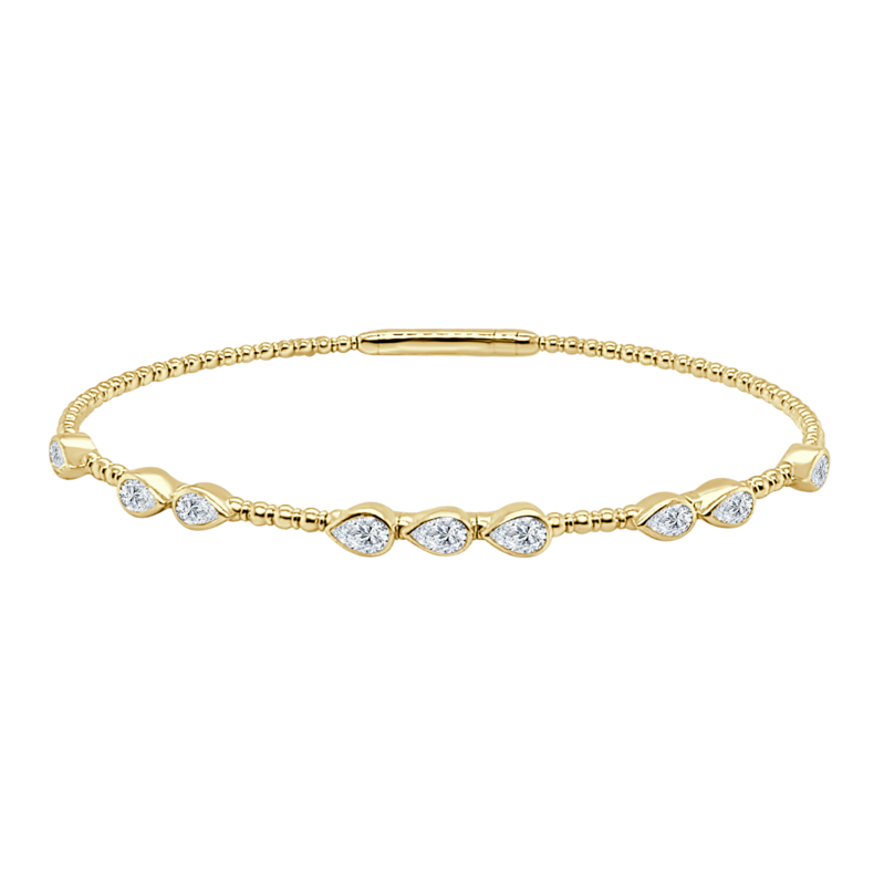 14K YELLOW GOLD FLEXI-BANGLE BEZEL SET DIAMOND 6.75