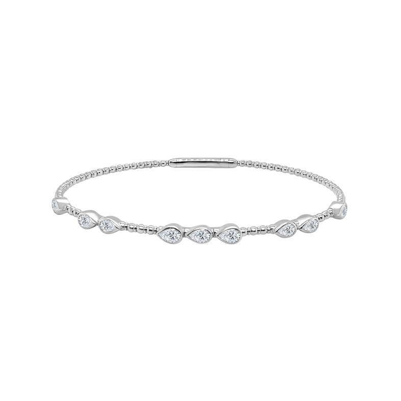 14K WHITE GOLD FLEXI-BANGLE BEZEL SET DIAMOND 6.75