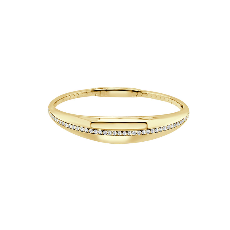 14K YELLOW GOLD BANGLE DIAMOND BRACELET WITH 52 = 0.95TW ROUND G-H SI2 DIAMONDS