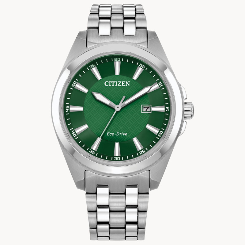 MENS ECO DRIVE PEYTEN WATCH STAINLESS CASE AND BRACELET WITH GREEN DIAL