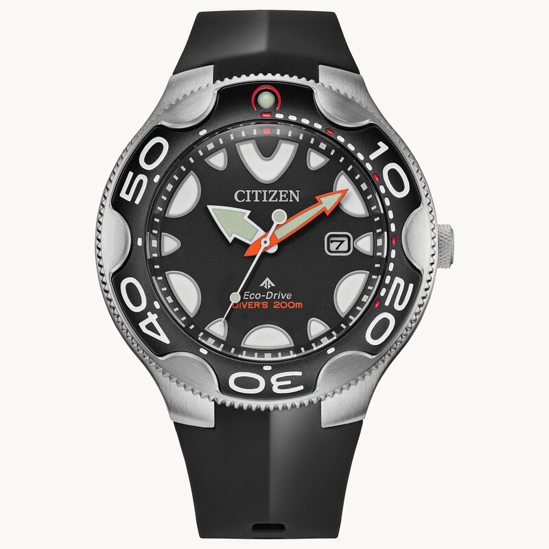 CITIZEN GENTS PROMASTER DIVE WATCH WITH BLACK FACE AND BLACK RUBBER STRAP