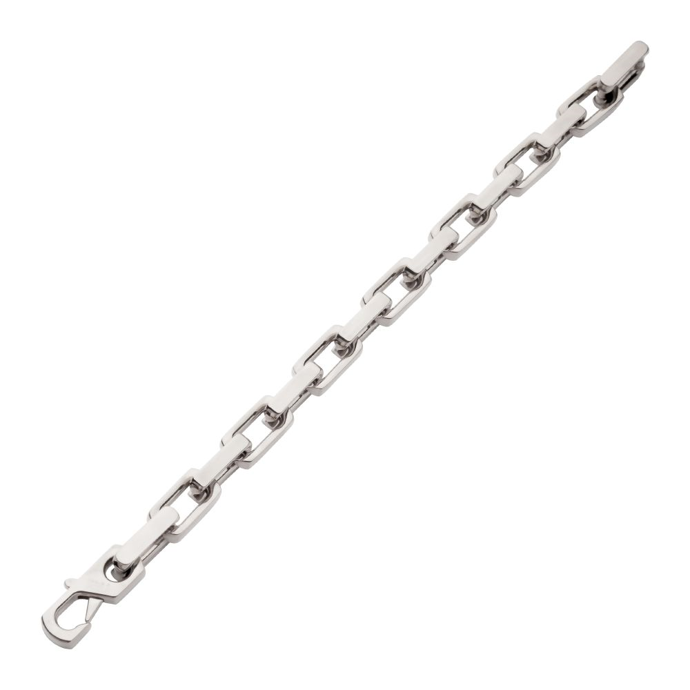 STAINLESS STEEL 10MM HIGH POLISHED FINISH HEAVY FLAT SQUARE LINK BRACELET