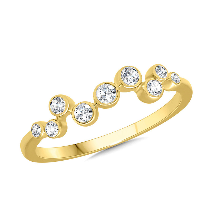 14K YELLOW GOLD BEZEL DIAMOND FASHION RING SIZE 7 WITH 9=0.25TW ROUND H-I I1 DIAMONDS   (1.95 GRAMS)