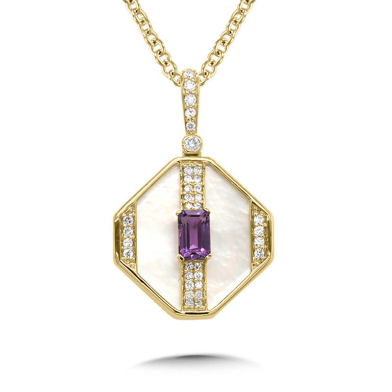 Amethyst and Pearl Octagon Pendant