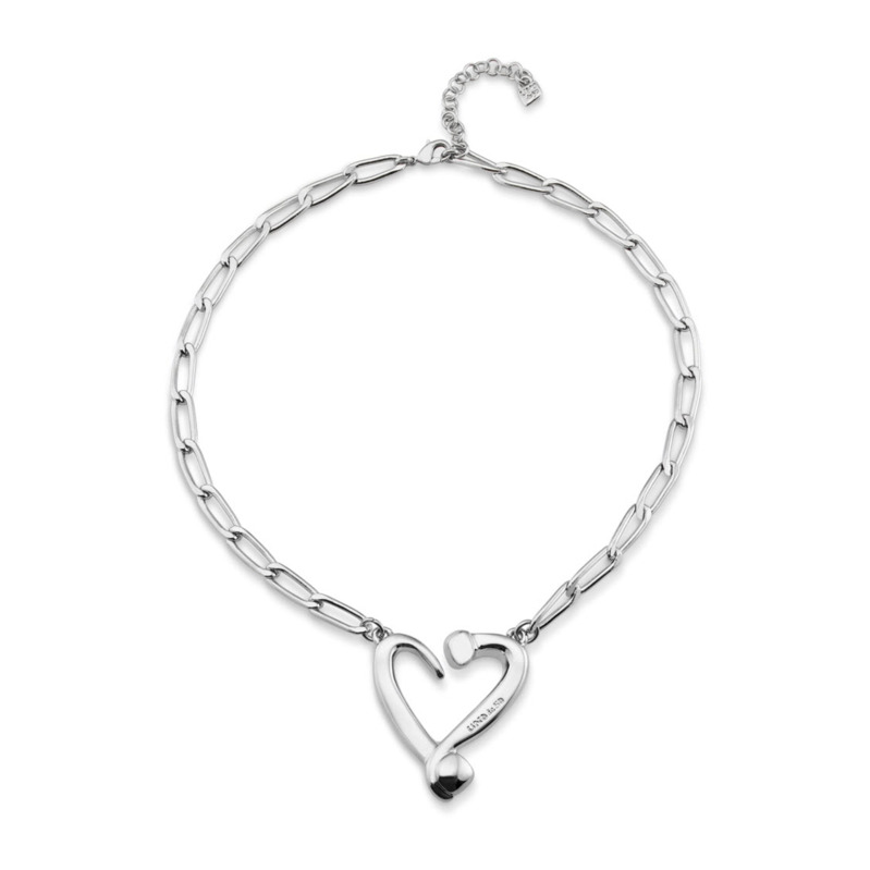 UNODE50 ONE LOVE OPEN HEART SILVER PLATED 17
