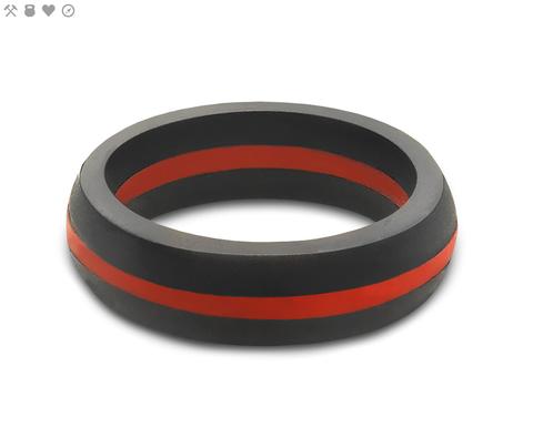 QALO SILICONE BAND MEN'S THIN RED LINE SIZE 16