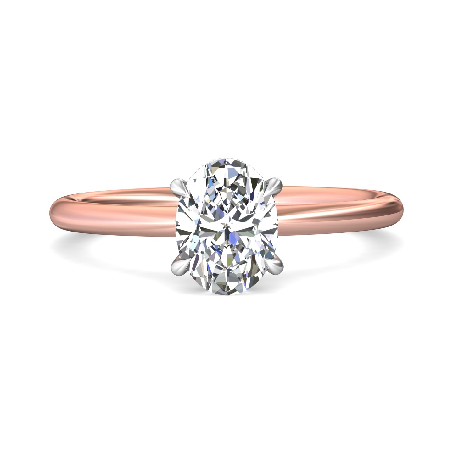 14K WHITE & ROSE GOLD FLYER FIT SEMI-MOUNT RING SIZE 6.5 WITH 14=0.04TW ROUND H-I SI2 DIAMONDS