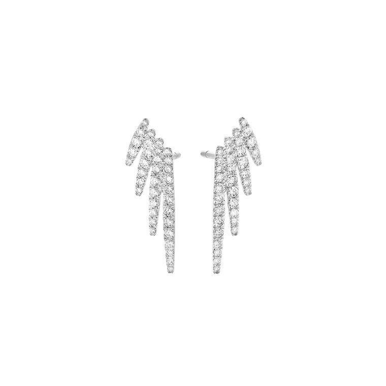 14K WHITE GOLD DROP DIAMOND EARRINGS WITH 70=0.60TW ROUND H SI1-SI2 DIAMONDS