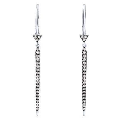GABRIEL & CO FRONT ROW COLLECTION STERLING SILVER BLACK RHODIUM DANGLE EARRINGS WITH 48=0.45TW SINGLE CUT I I2 DIAMONDS   (2.84 GRAMS)