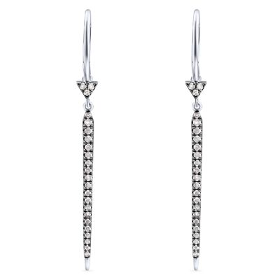 GABRIEL & CO FRONT ROW COLLECTION STERLING SILVER BLACK RHODIUM DANGLE EARRINGS WITH 48=0.45TW SINGLE CUT I I2 DIAMONDS   (2.75 GRAMS)