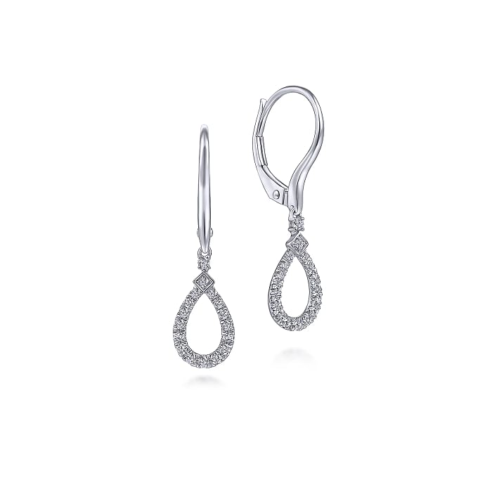 14K WHITE GOLD DROP DIAMOND EARRINGS WITH 34=0.22TW ROUND H SI2 DIAMONDS   (1.39 GRAMS)