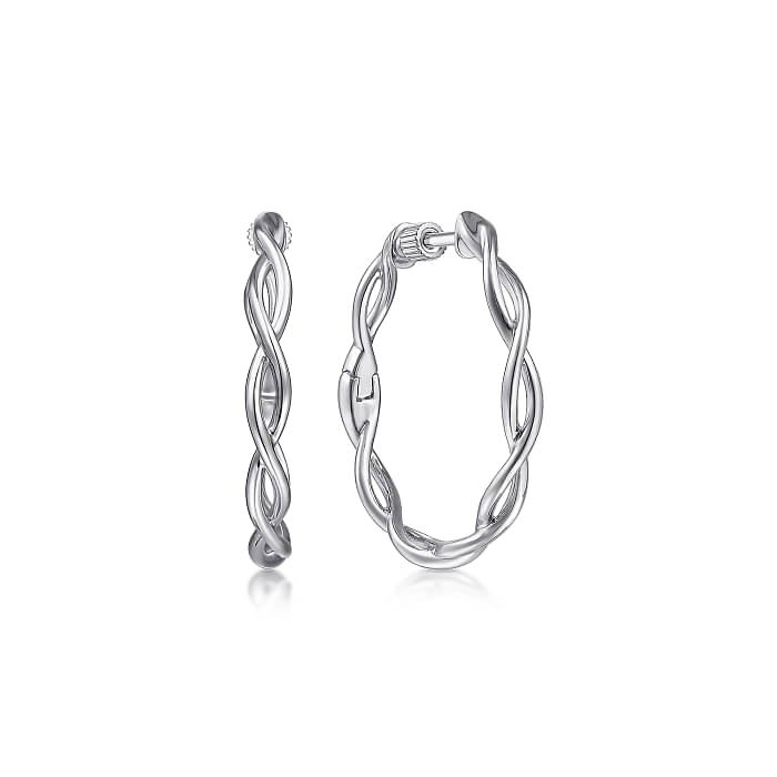 GABRIEL & CO CONTEMPORARY COLLECTION STERLING SILVER TWIST 25MM HOOP EARRINGS   (3.06 GRAMS)
