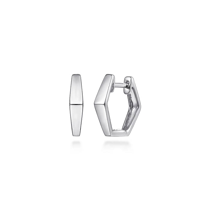 GABRIEL & CO CONTEMPORARY COLLECTION STERLING SILVER GEOMETRIC HUGGIE EARRINGS   (1.33 GRAMS)