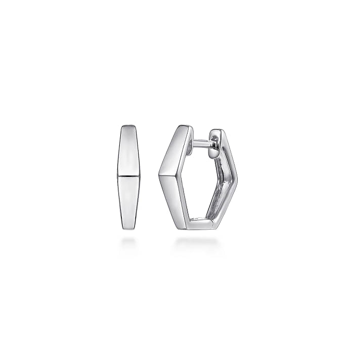 GABRIEL & CO CONTEMPORARY COLLECTION STERLING SILVER GEOMETRIC HUGGIE EARRINGS   (1.22 GRAMS)