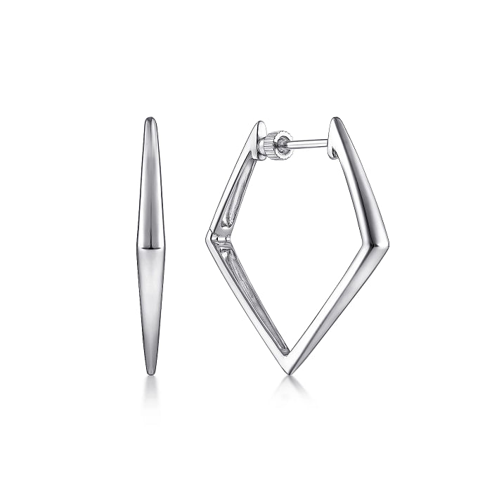 GABRIEL & CO CONTEMPORARY COLLECTION STERLING SILVER 30MM GEOMETRIC HOOP EARRINGS    (4.05 GRAMS)