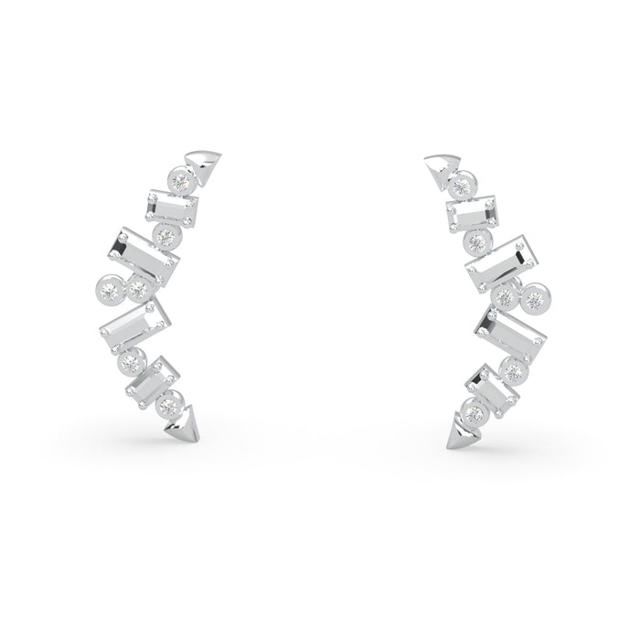 ICE COLLECTION MODERN ELECTRUM CLIMBER DIAMOND ASCENT EARRINGS WITH 12=0.12TW ROUND H VS2 DIAMONDS  (2.44 GRAMS)