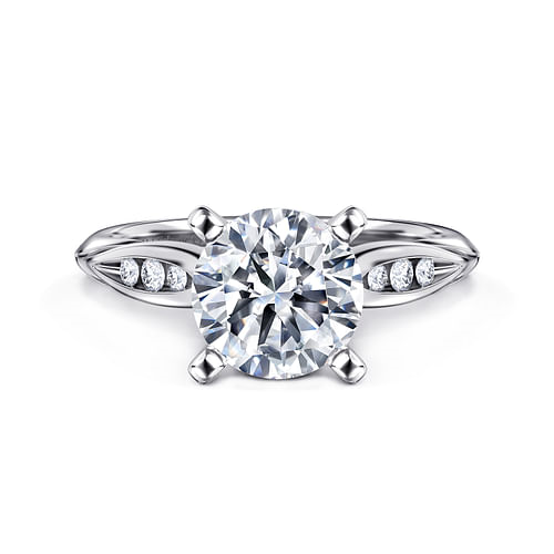 GABRIEL & CO CONTEMPORARY COLLECTION 14K WHITE GOLD CHANNEL SET SEMI-MOUNT RING SIZE 6.5 WITH 6 = 0.09TW ROUND F-G SI1 DIAMONDS   (3.98 GRAMS)