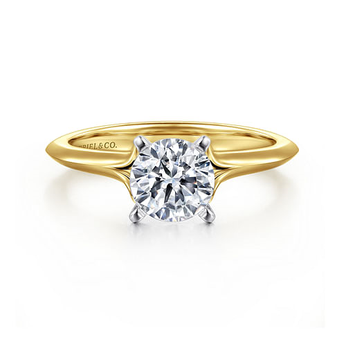 GABRIEL & CO CLASSIC COLLECTION 14K YELLOW & WHITE GOLD SOLITAIRE REMOUNT SIZE 6.5    (3.30 GRAMS)